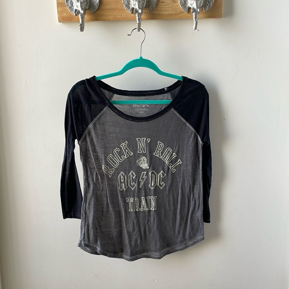 Lucky Brand ACDC sheer soft shirt xs/s